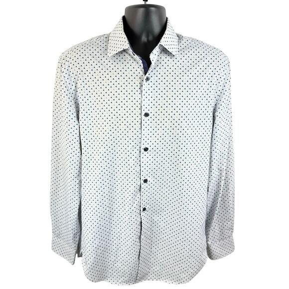 WRK 4 Way Stretch Performance Long Sleeve Button Up Geometric Print Size 16 Lrg - Picture 1 of 14
